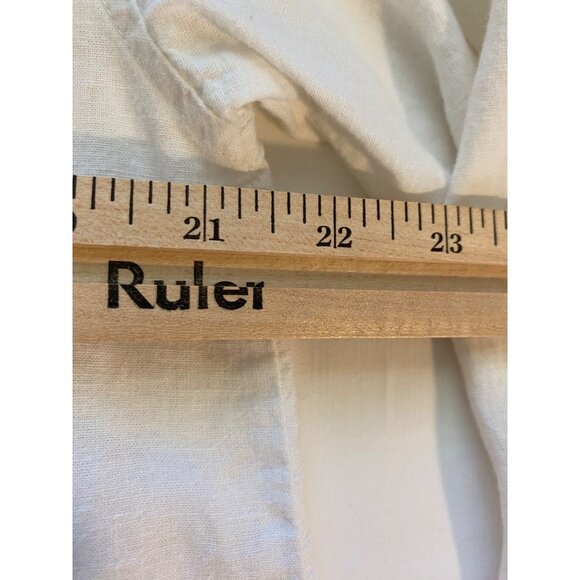 Old Navy Women’s Popover Shirt L White Preppy Casual Linen Blend Top Hi Low Hem - Picture 7 of 16